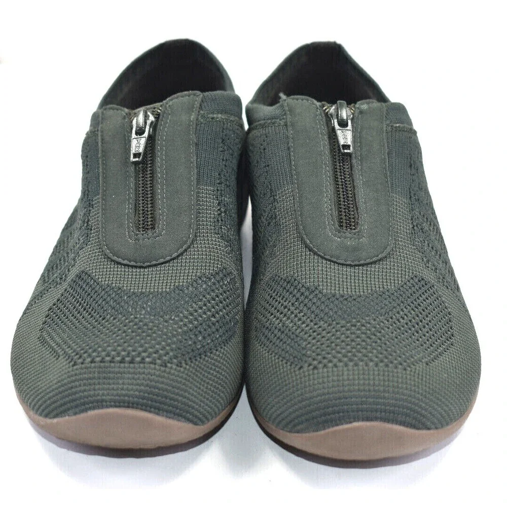 Skechers Transend Womens Green Zip Comfort Casual Knit Shoes Sneakers Size 10